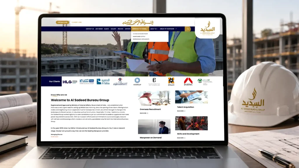 Al Sadeed Bureau manpower recruitment website layout for international candidate lead generation