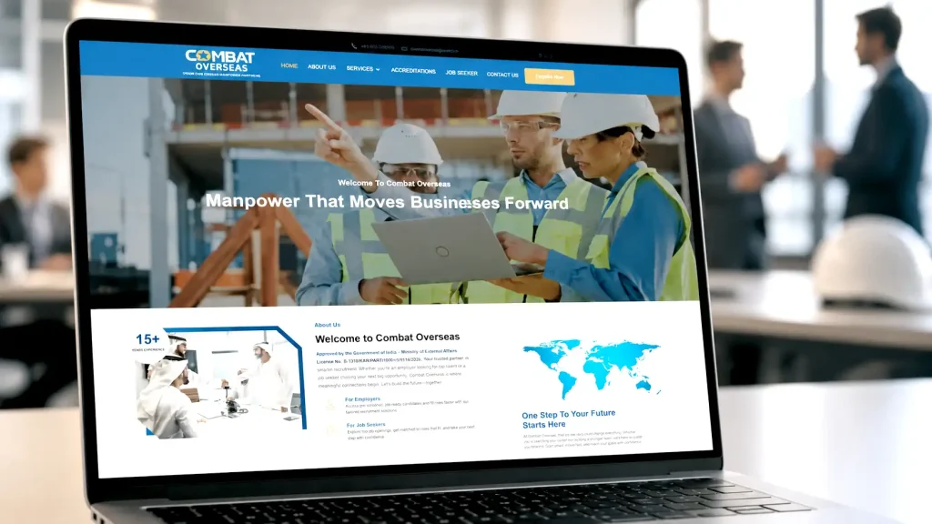 Combat Overseas candidate sourcing website layout for international recruitment agency