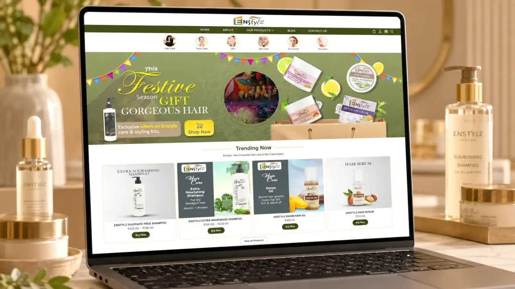 Enstylz ecommerce fashion website UI design optimized for digital conversions and online shopping