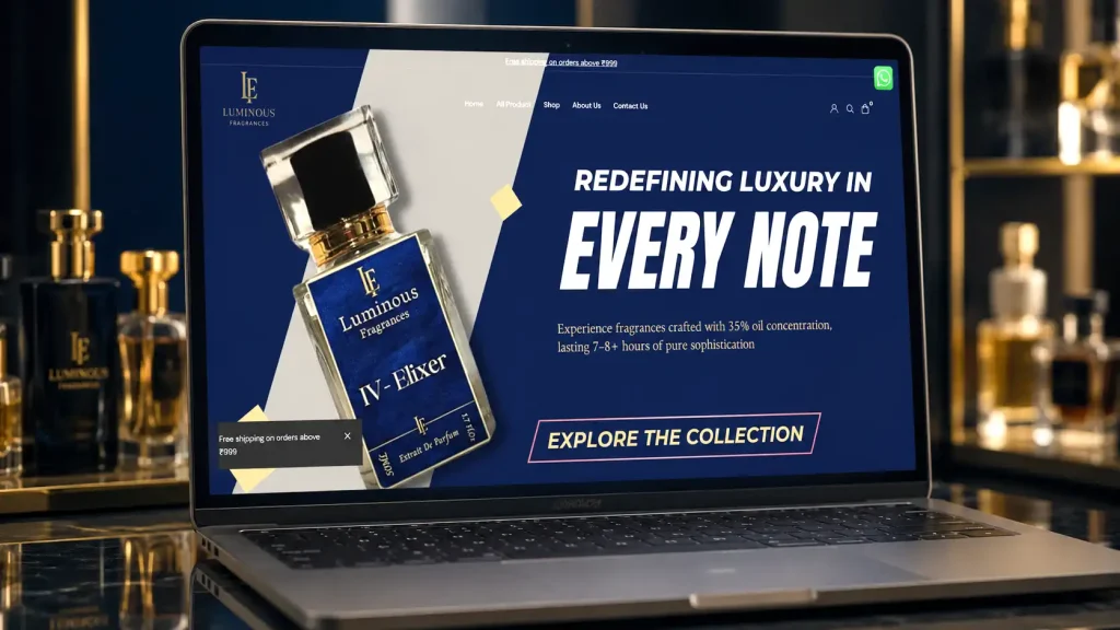 Luminous Fragrances redesigned luxury online store interface focused on digital conversions