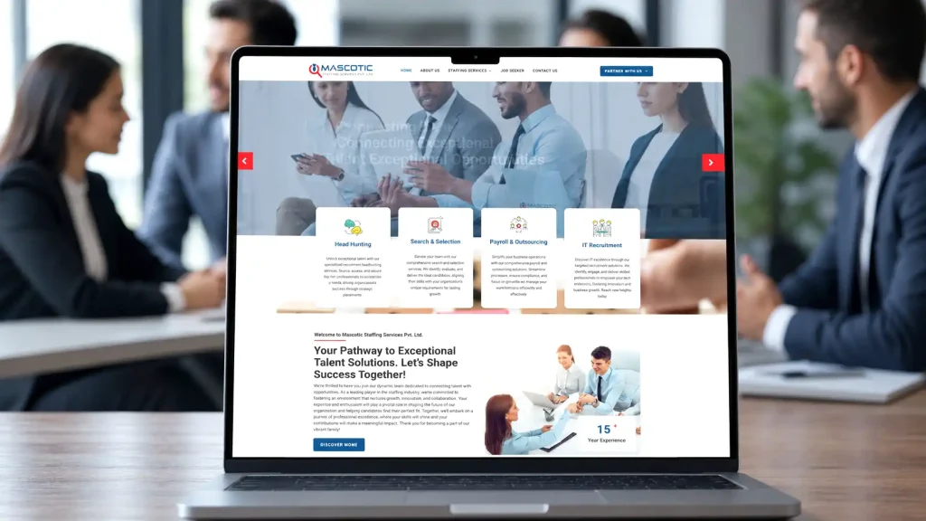Mascotic corporate website design displaying high-converting web user interface
