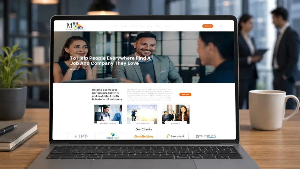 Milesstone HR Consultancy recruitment website UI showing candidate engagement portal