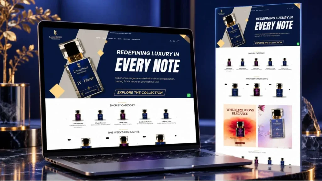 Luminous Fragrances redesigned luxury online store interface focused on digital conversions